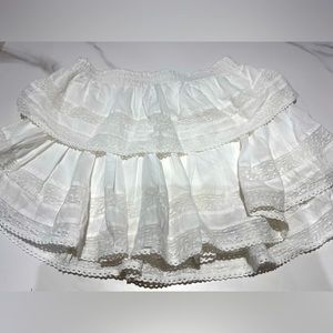 Love Shack Fancy Antique White Ruffle Mini Skirt~Loveshackfancy
